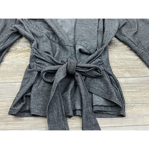 Akira Chicago Red Label Gray Wrap Belted Jacket W/Hood 3/4 Sleeves Women's Small - Picture 3 of 11